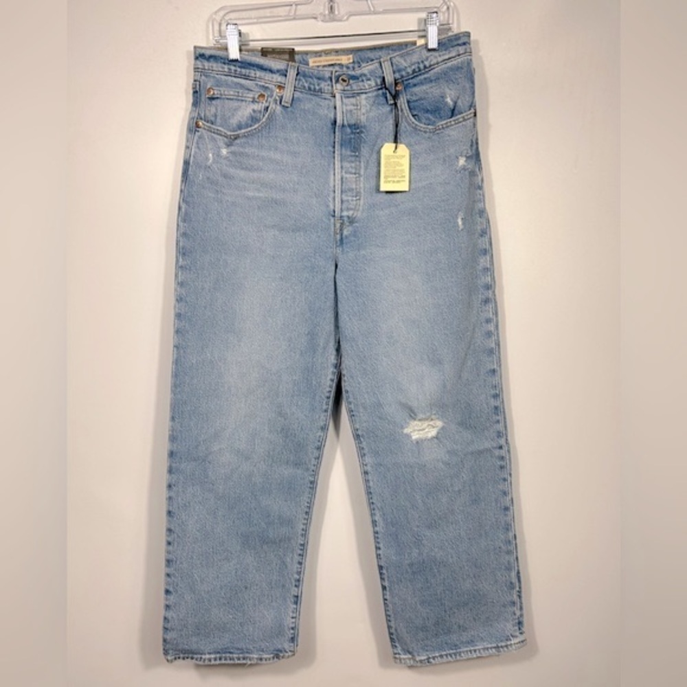 Levi’s Premium Ribcage Straight Ankle Distressed High Rise Size 31 - Picture 5 of 13
